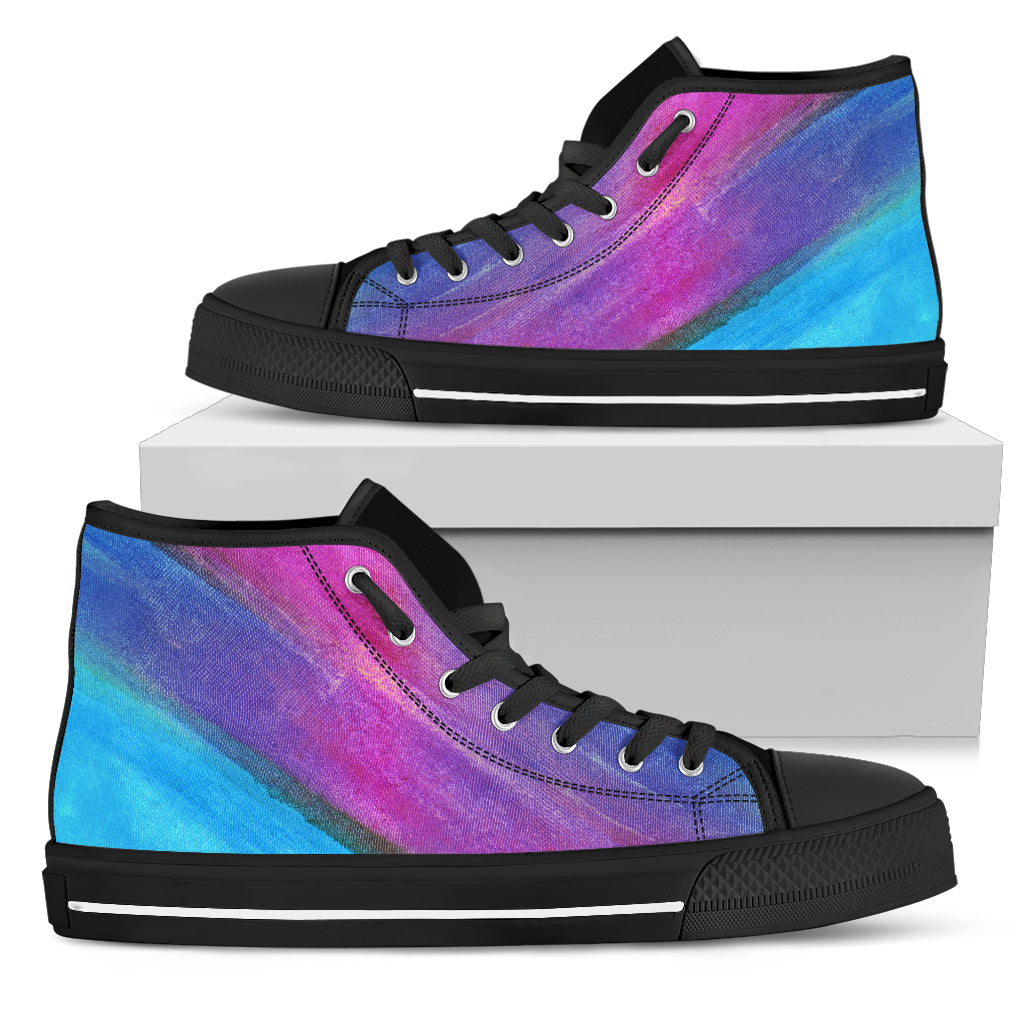 Blue & Purple Abstract Art High Top Shoes