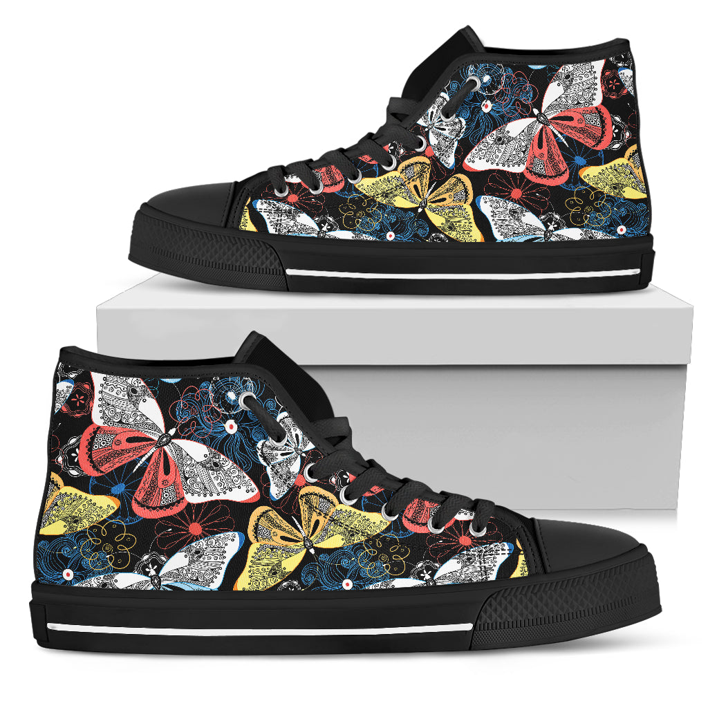 Colorful Butterflies Decor High Top Shoes
