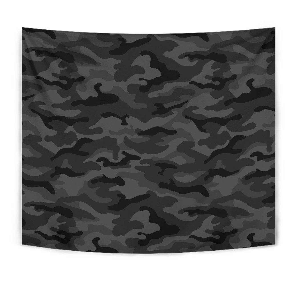 Dark Grey Camouflage Wall Tapestry