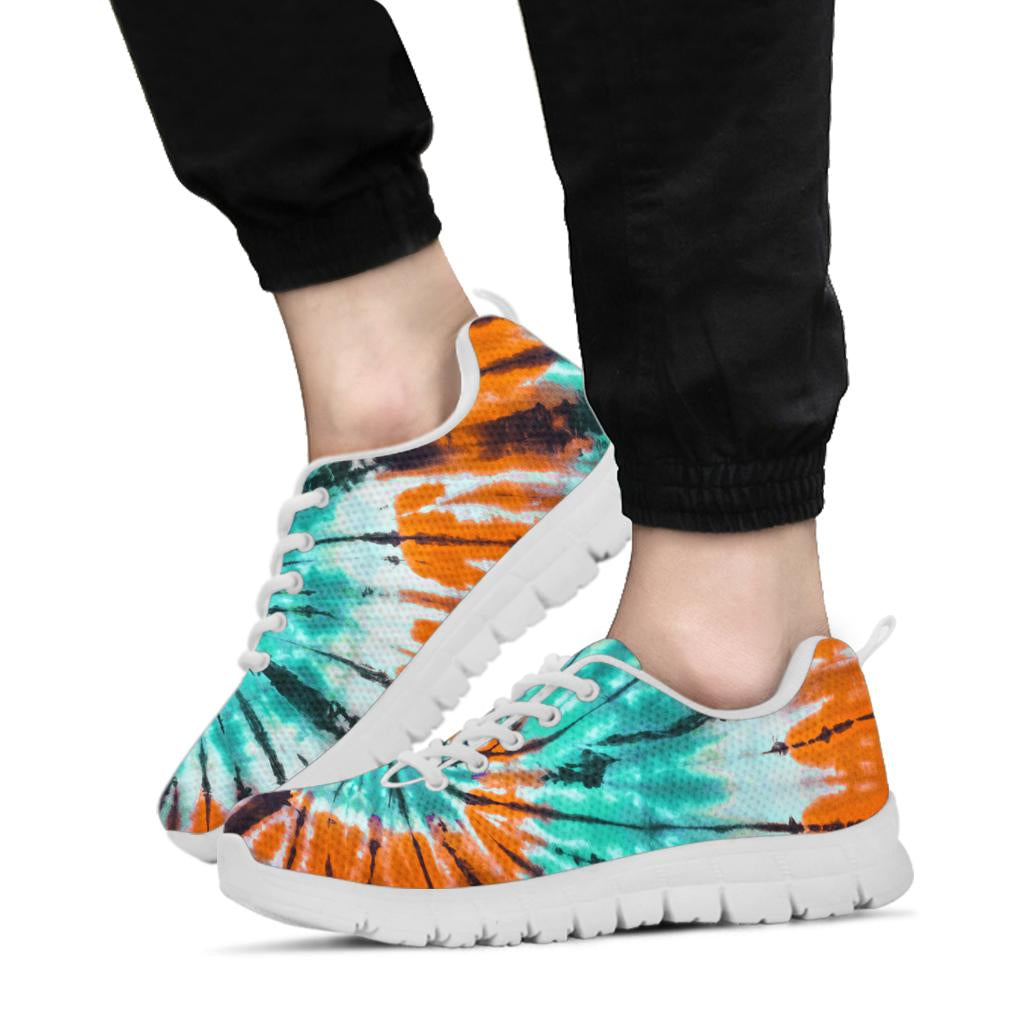 Teal Orange Tie Dye Sneakers