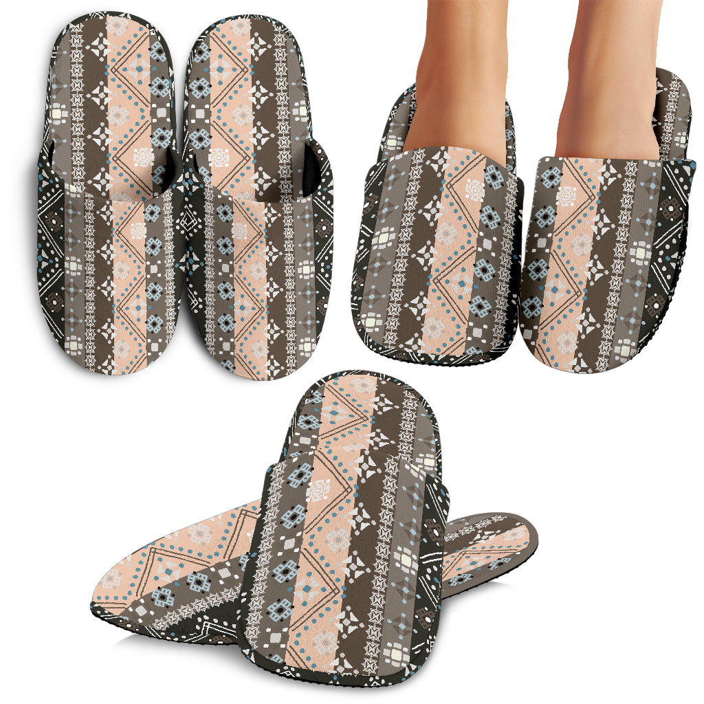 Brown Boho Ethnic Slippers