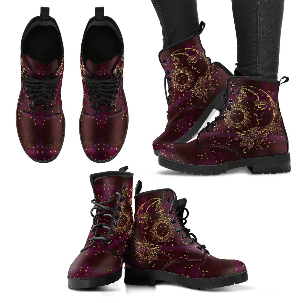 Maroon Sun & Moon Womens Boots