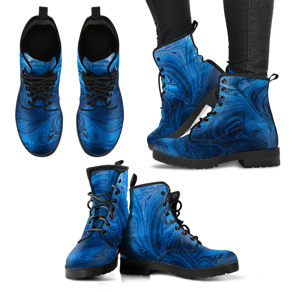 Blue Abstract Swirls Womens Boots