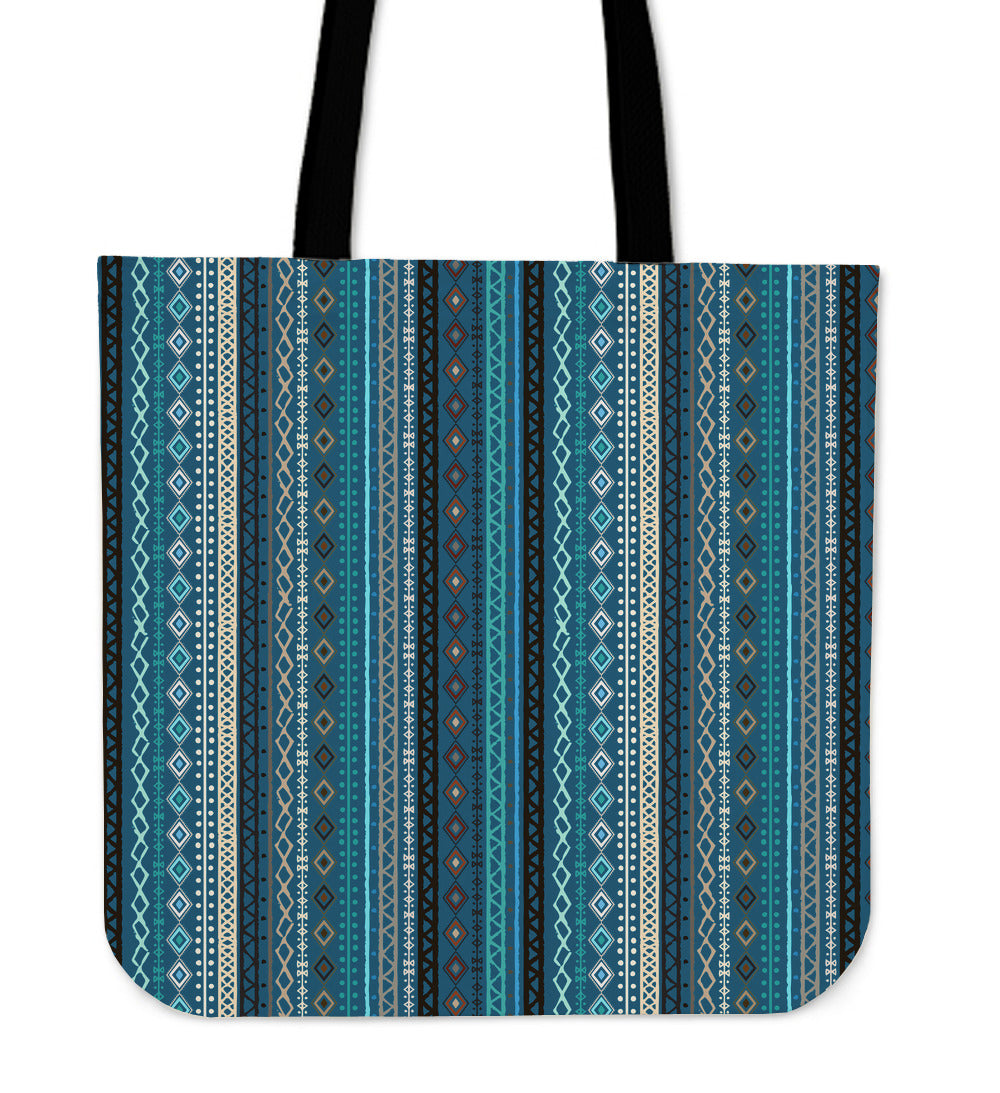Teal Boho Stripes Decor Canvas Tote Bag
