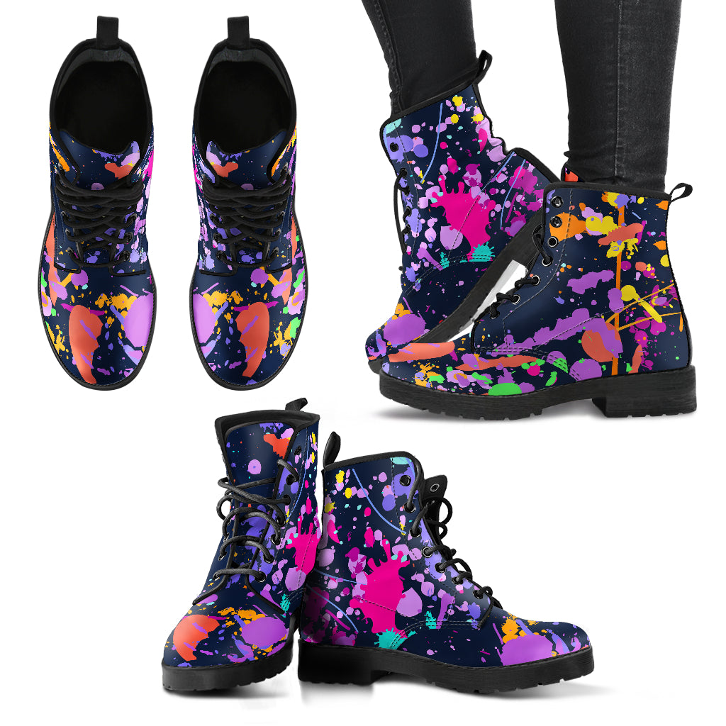 Colorful Paint Drip Abstract Art Womens Boots