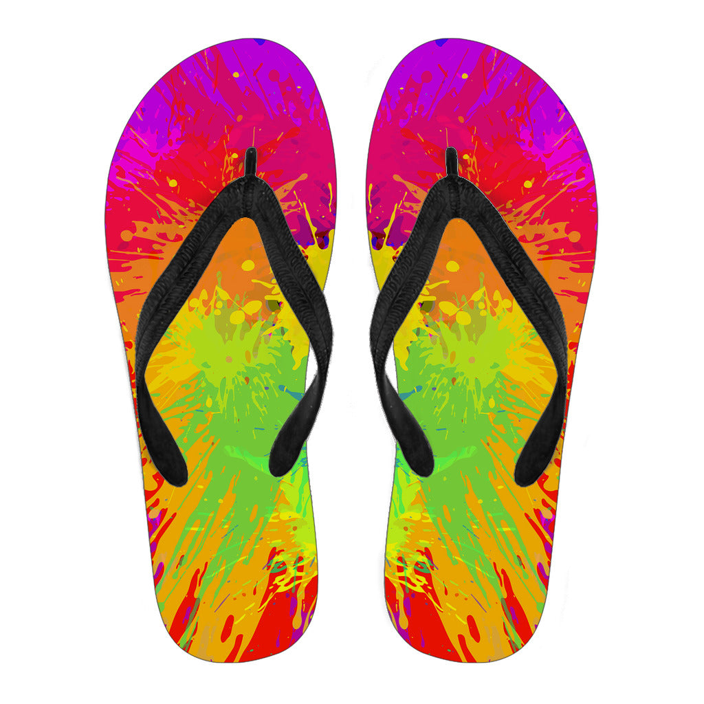 Colorful Paint Splatter Abstrcat Art Flip Flops