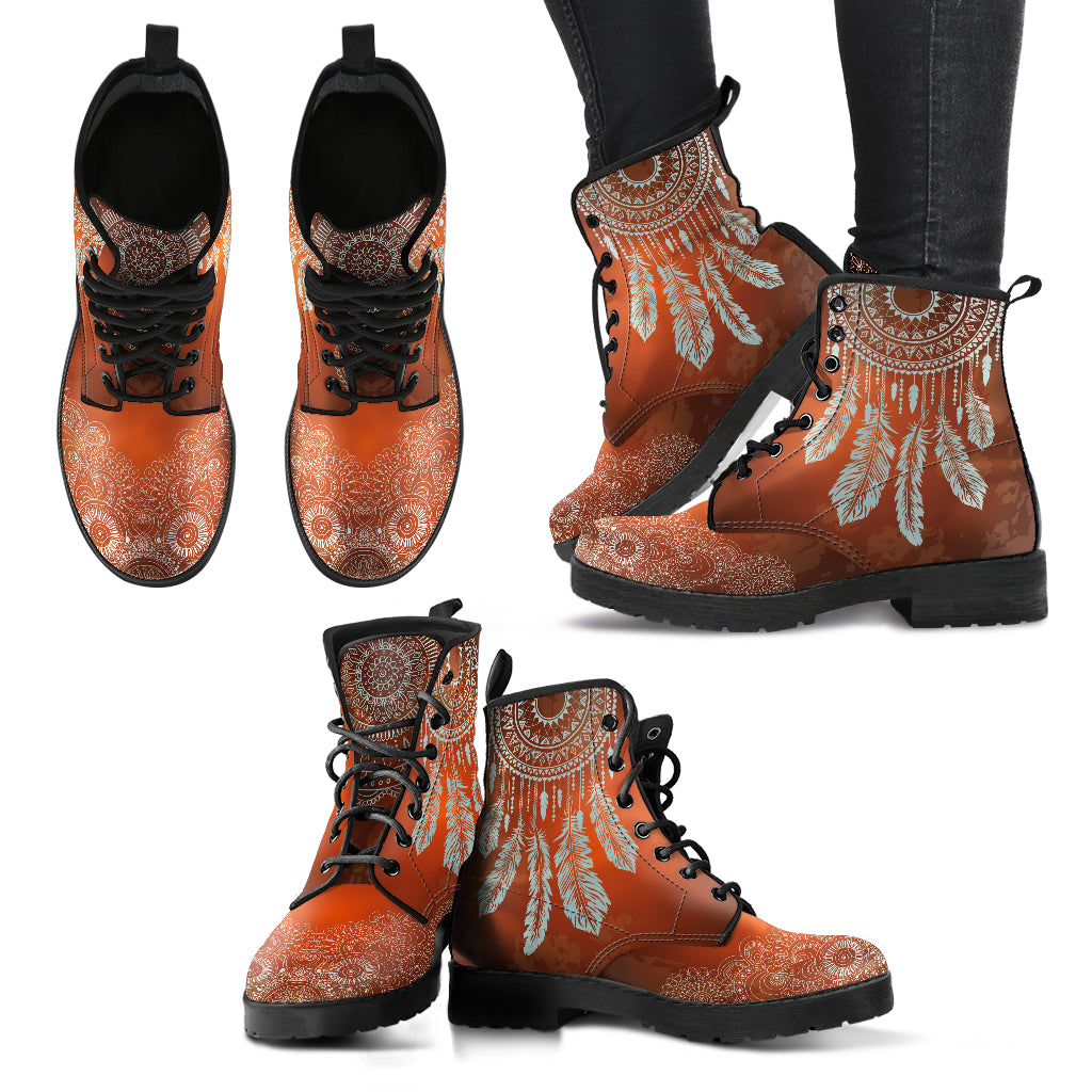 Brown Dream Catcher Mandala Womens Boots