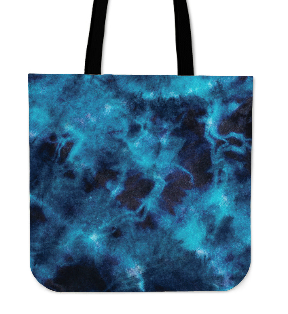 Blue Tie Dye Grunge Canvas Tote Bag