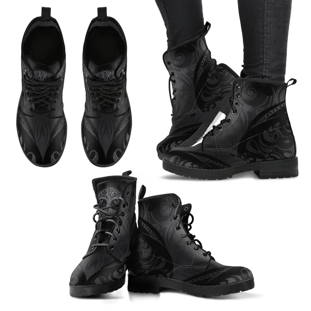 Dark Grey Tree of Life Decor Womens Boots