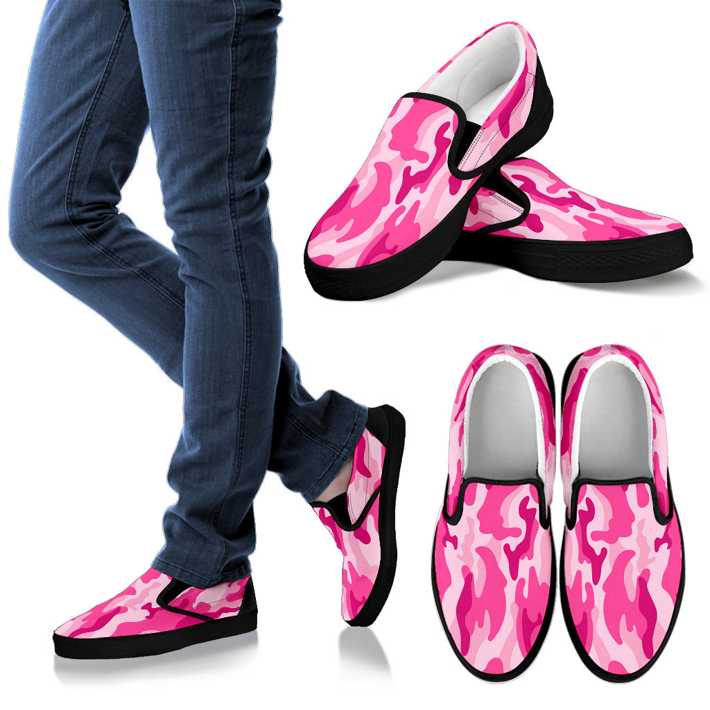 Pink Camouflage Slip On Shoes