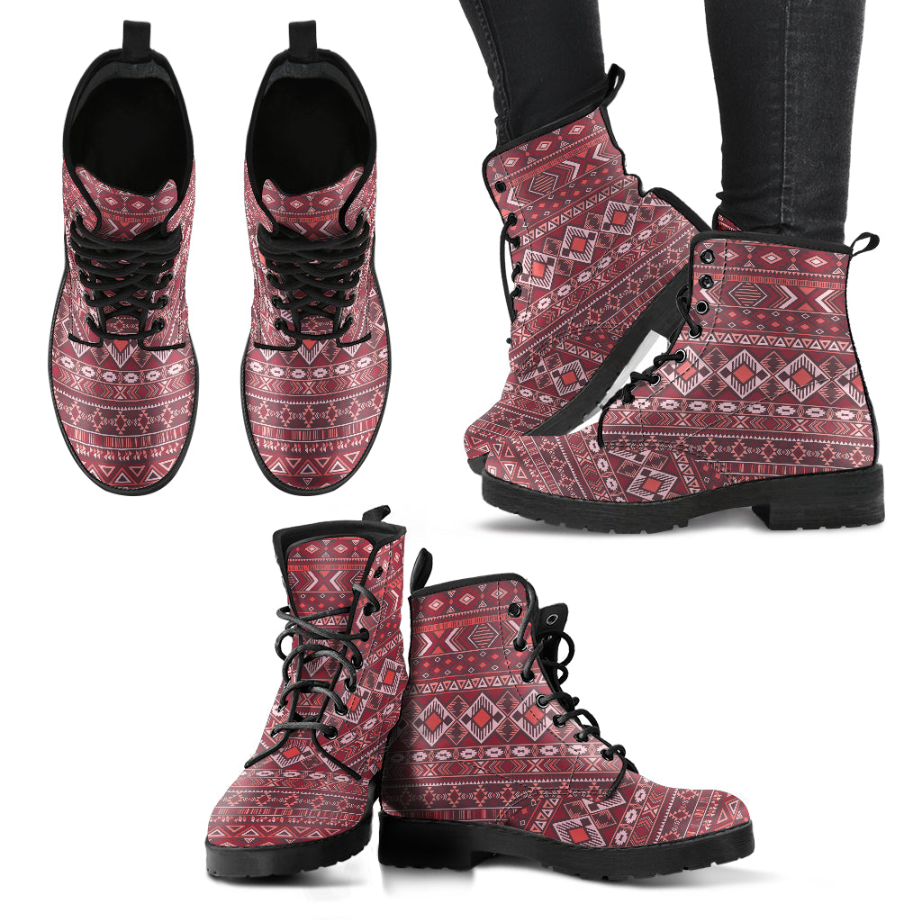 Pink Red Boho Chic Bohemian Womens Boots