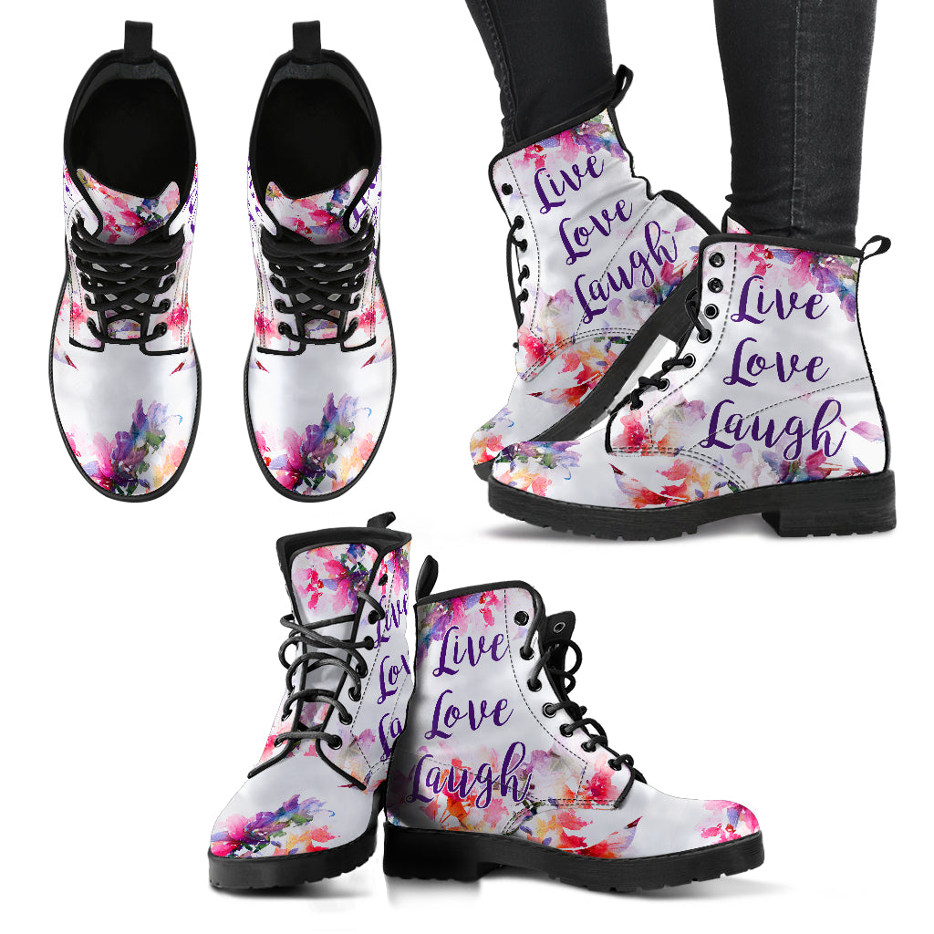 Live Love Laugh Abstract Floral Womens Boots
