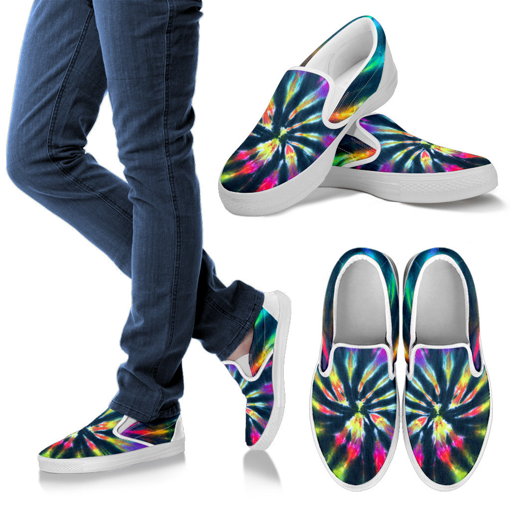 Colorful neon Tie Dye Print Slip On Shoes