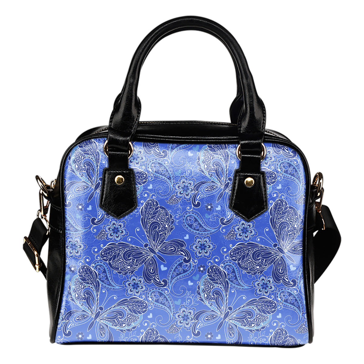 Purple Butterflies Decor Shoulder Handbag