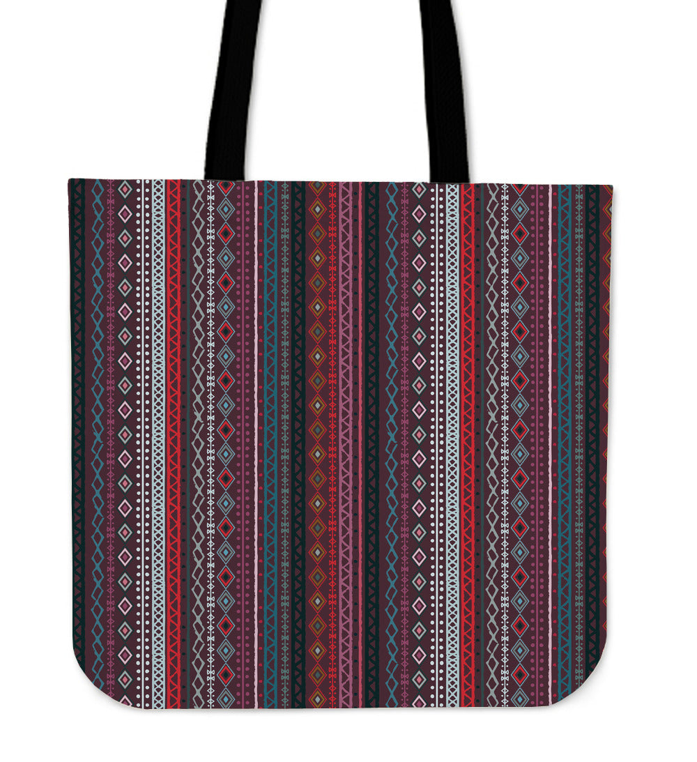 Red Boho Stripes Decor Canvas Tote Bag