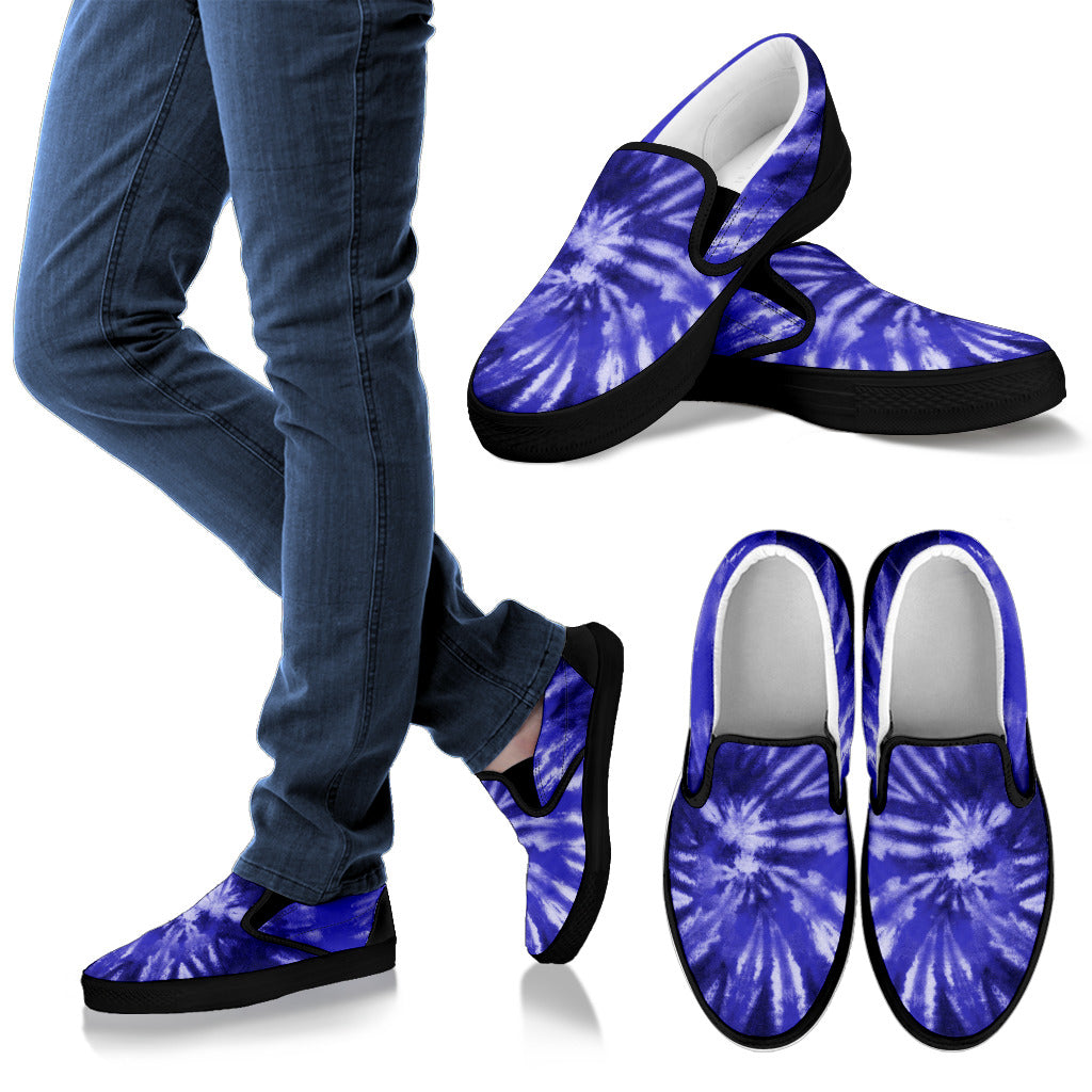 Royal Blue Tie Dye Print Slip On Shoes