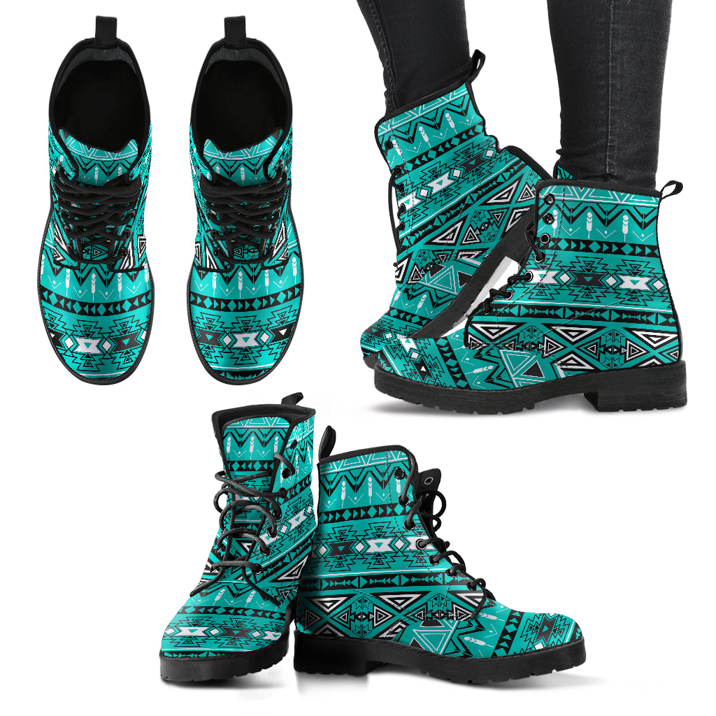Light Green Teal Boho Aztec Womens Boots