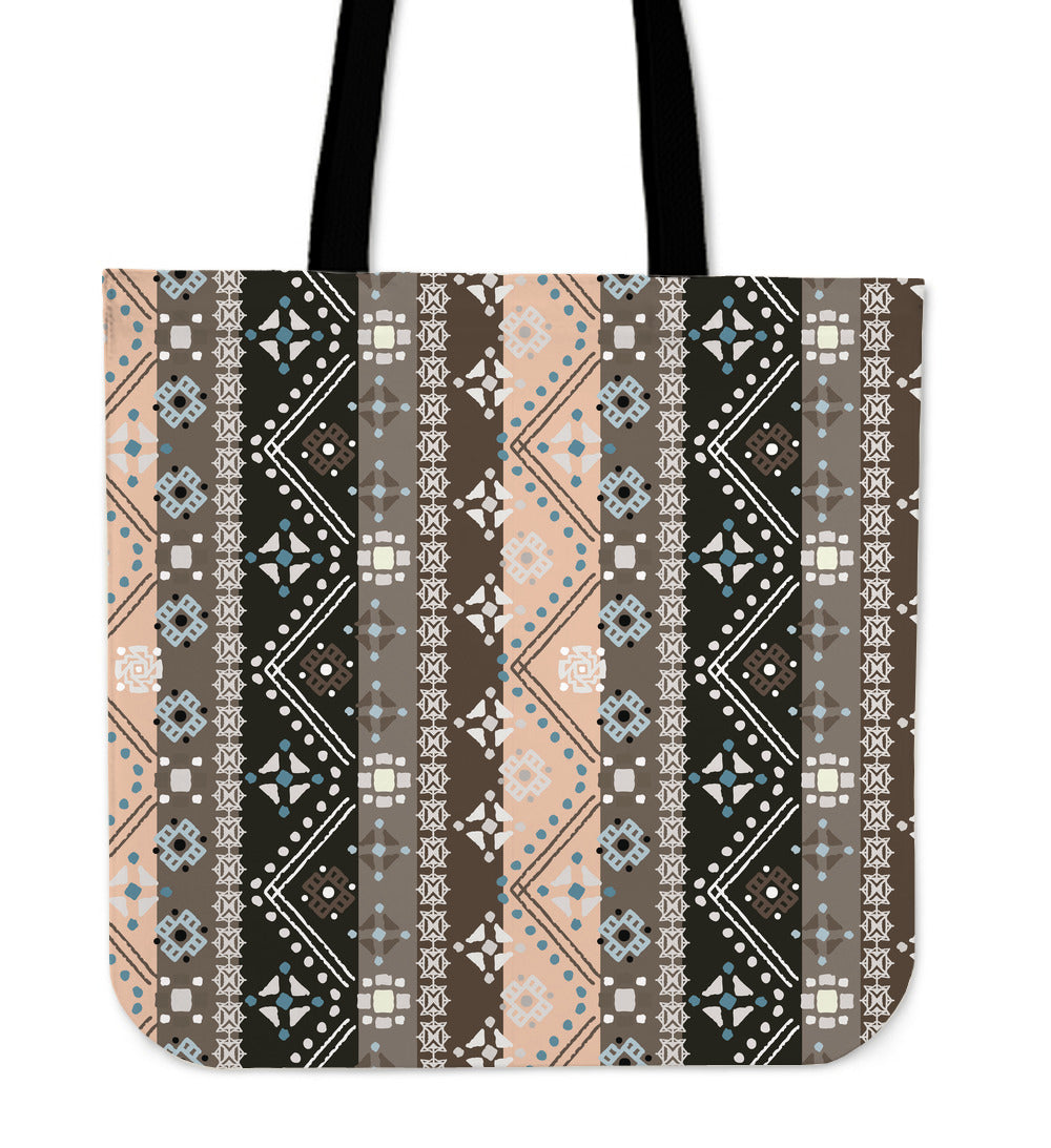 Brown Boho Ethnic Canvas Tote Bag