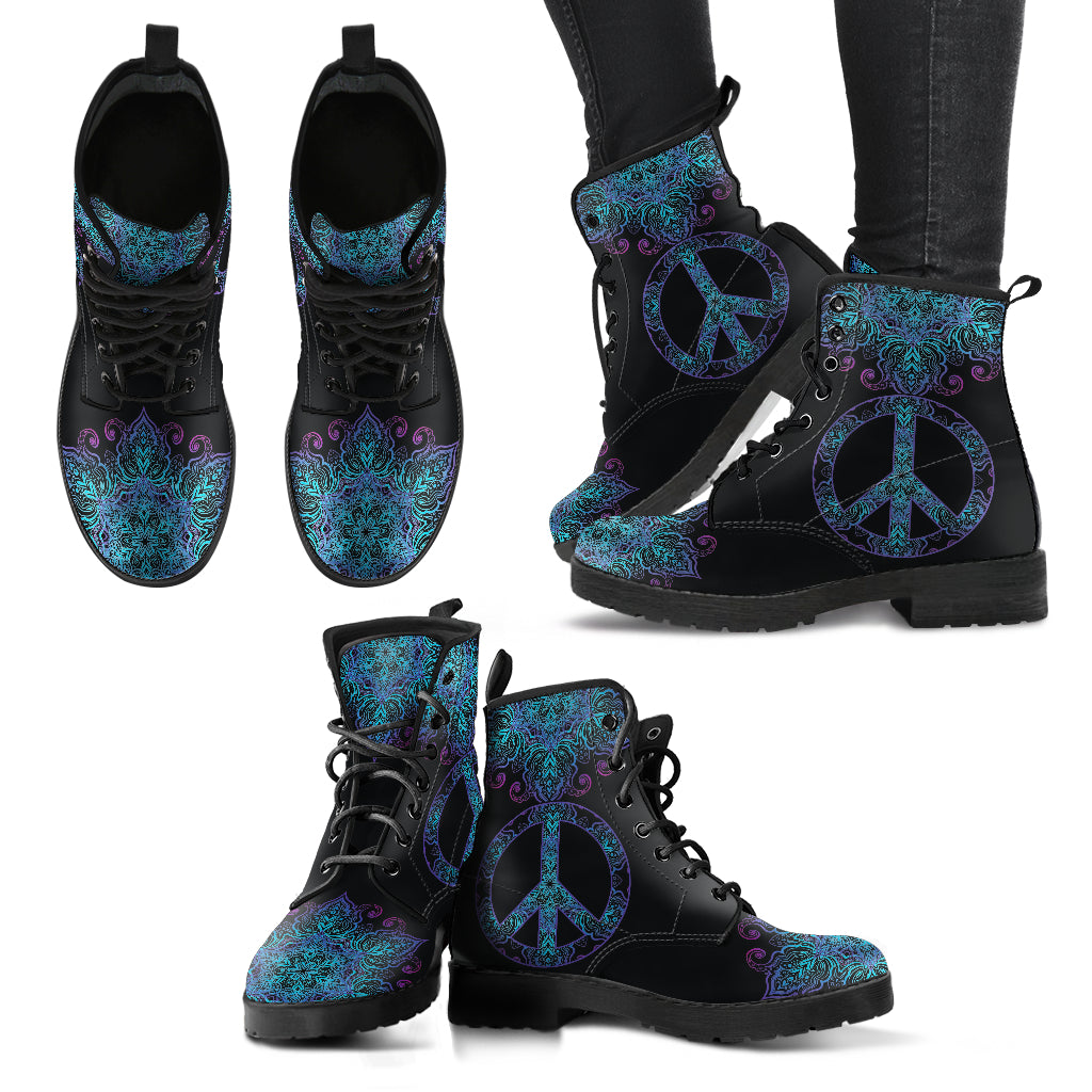 Peace Sign Mandala Womens Boots