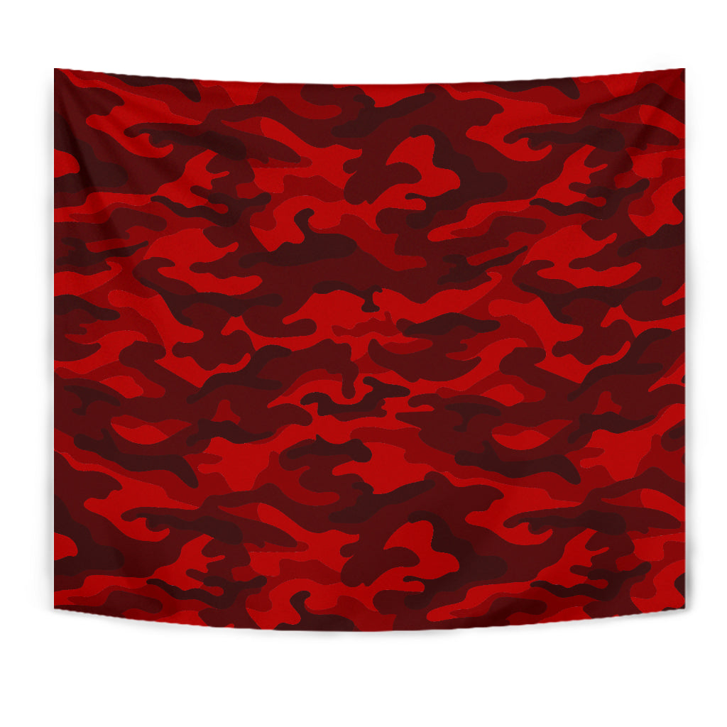 Red Camouflage Wall Tapestry
