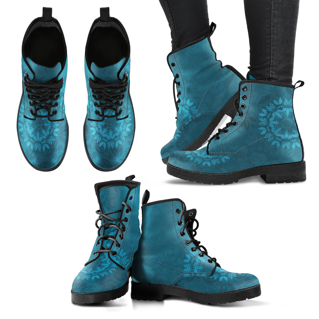 Light Green Teal Mandalas Womens Boots