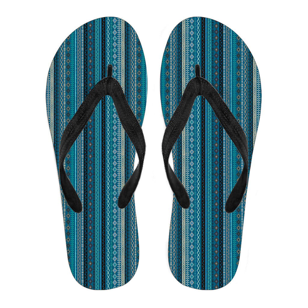 Teal Boho Stripes Flip Flops