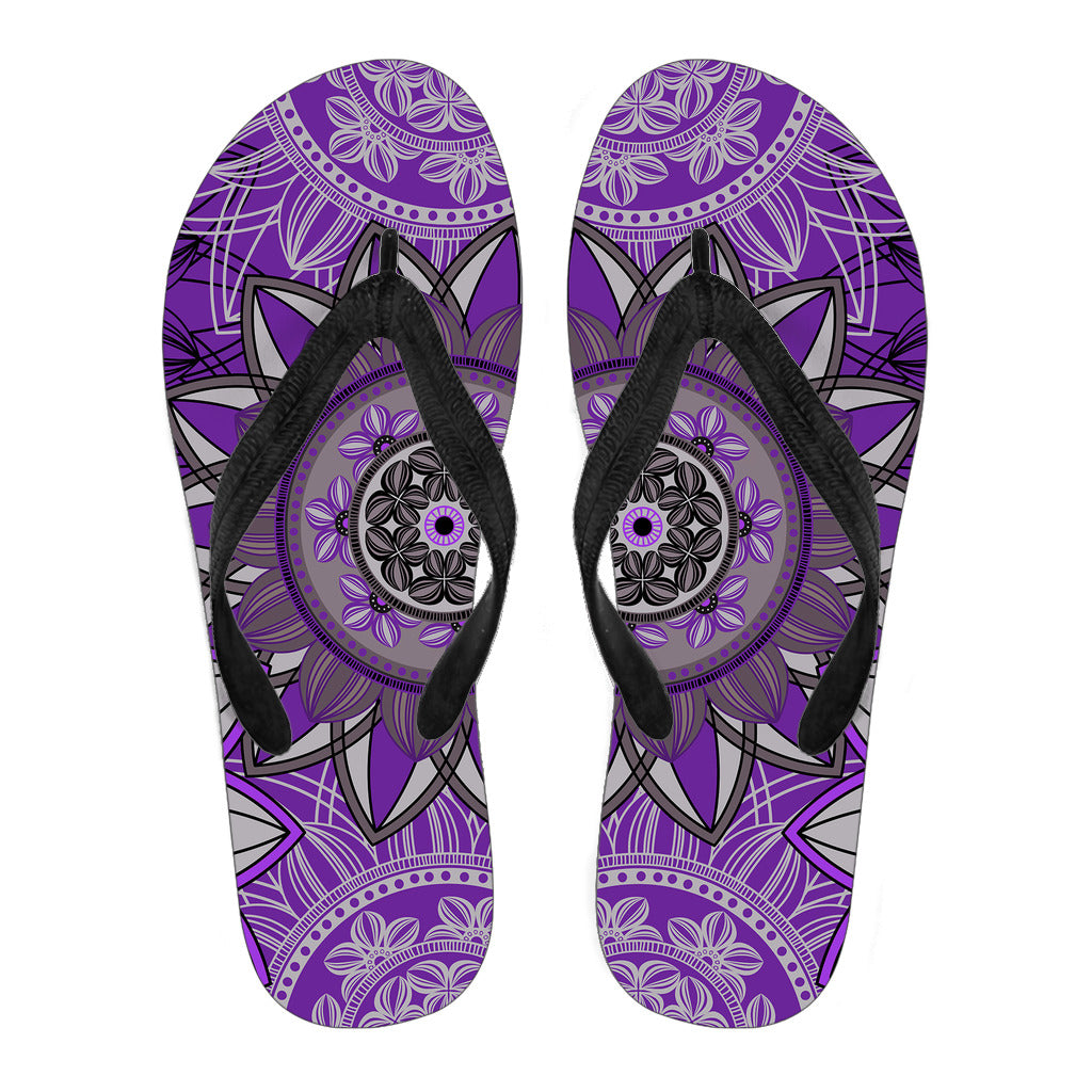 Purple Floral Mandalas Flip Flops