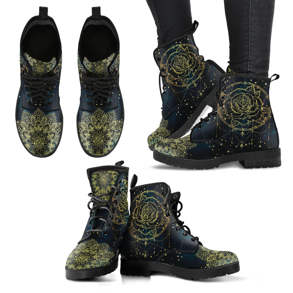 Gold Rose Mandala Womens Boots