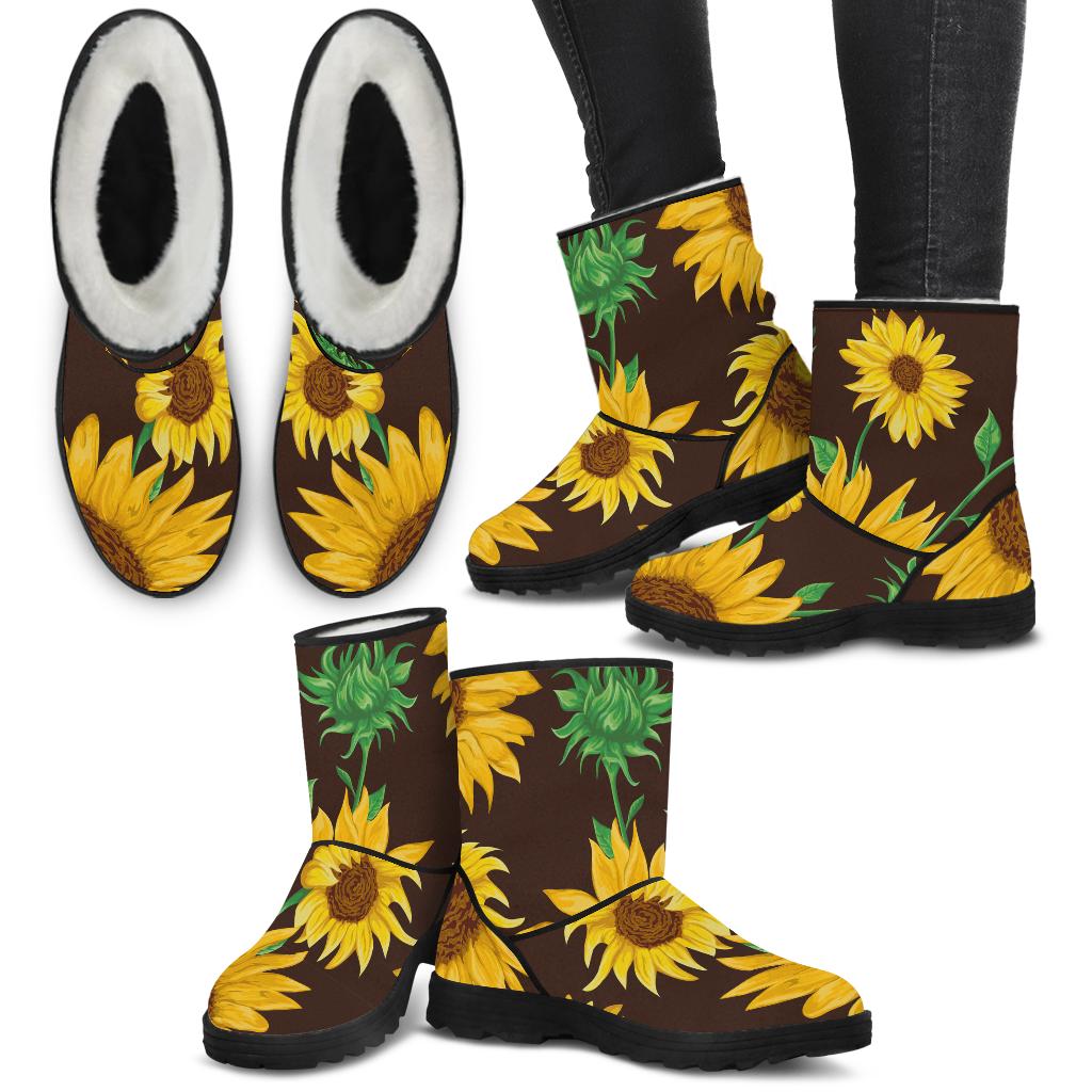 Sunflowers Faux Fur Boots