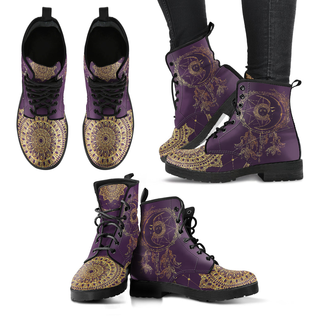 Gold Moon Dream Catcher Mandala Womens Boots