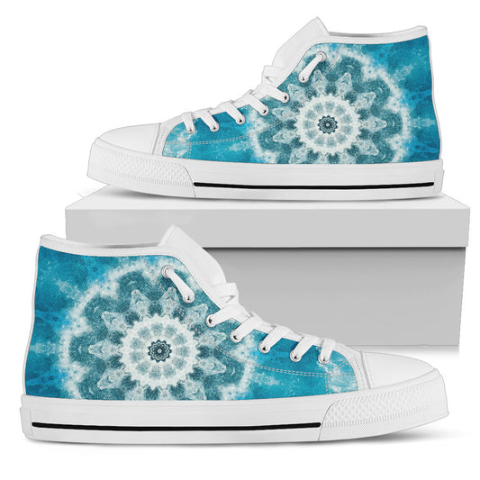 Blue Green Ocean Mandala High Top Shoes