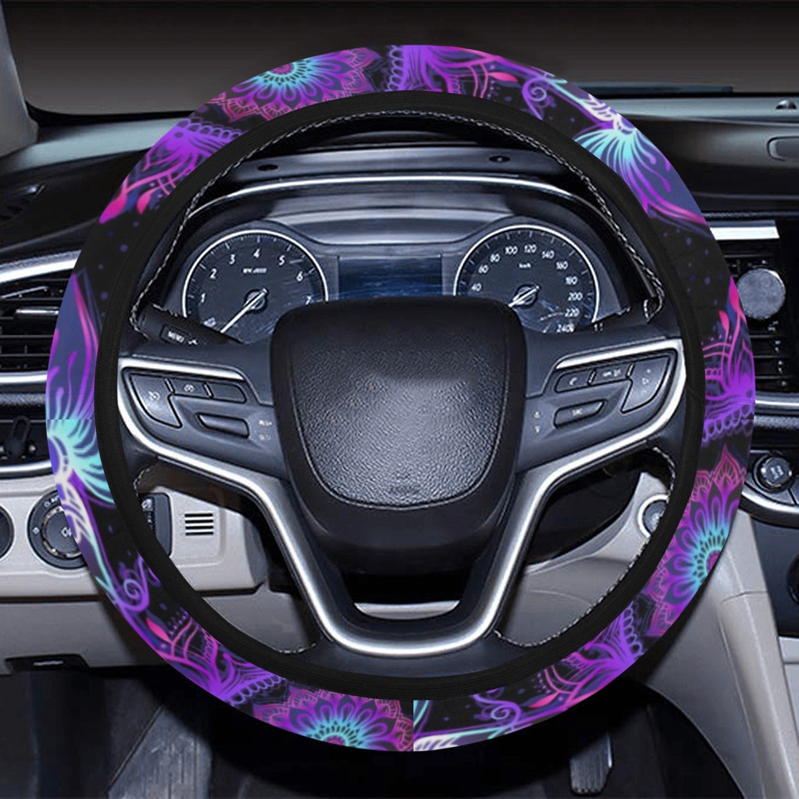 Purple Mandala Lotus Steering Wheel Cover