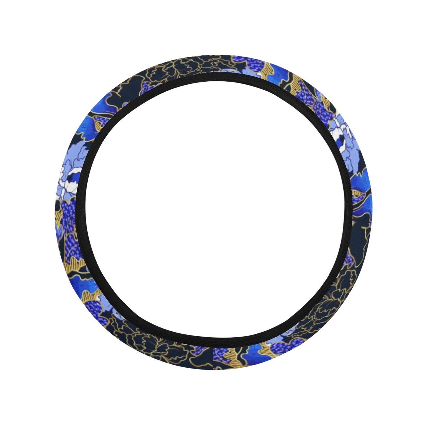 Blue Flowers Steering Wheel Cover
