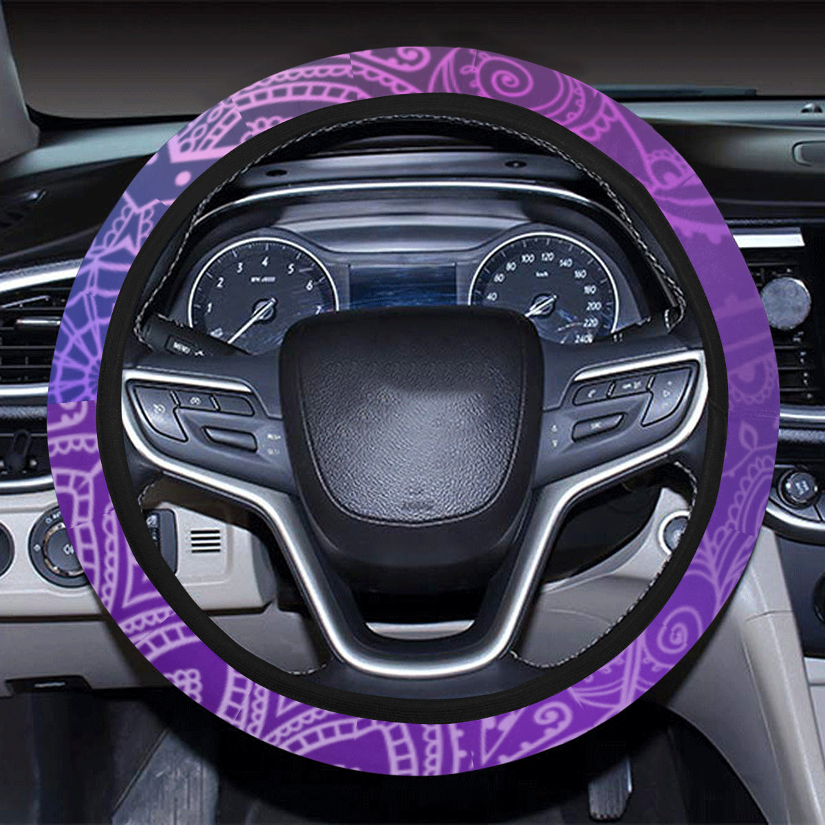 Purple Mandalas Steering Wheel Cover