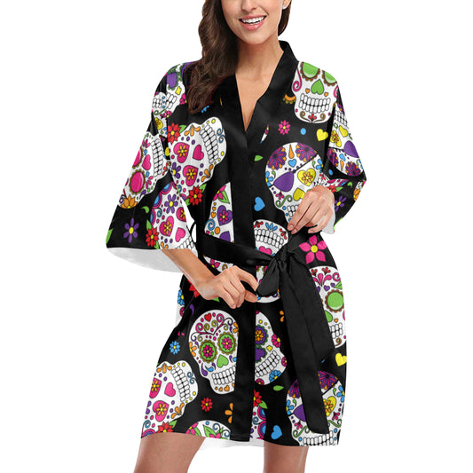 Colorful Sugar Skulls Kimono Robe