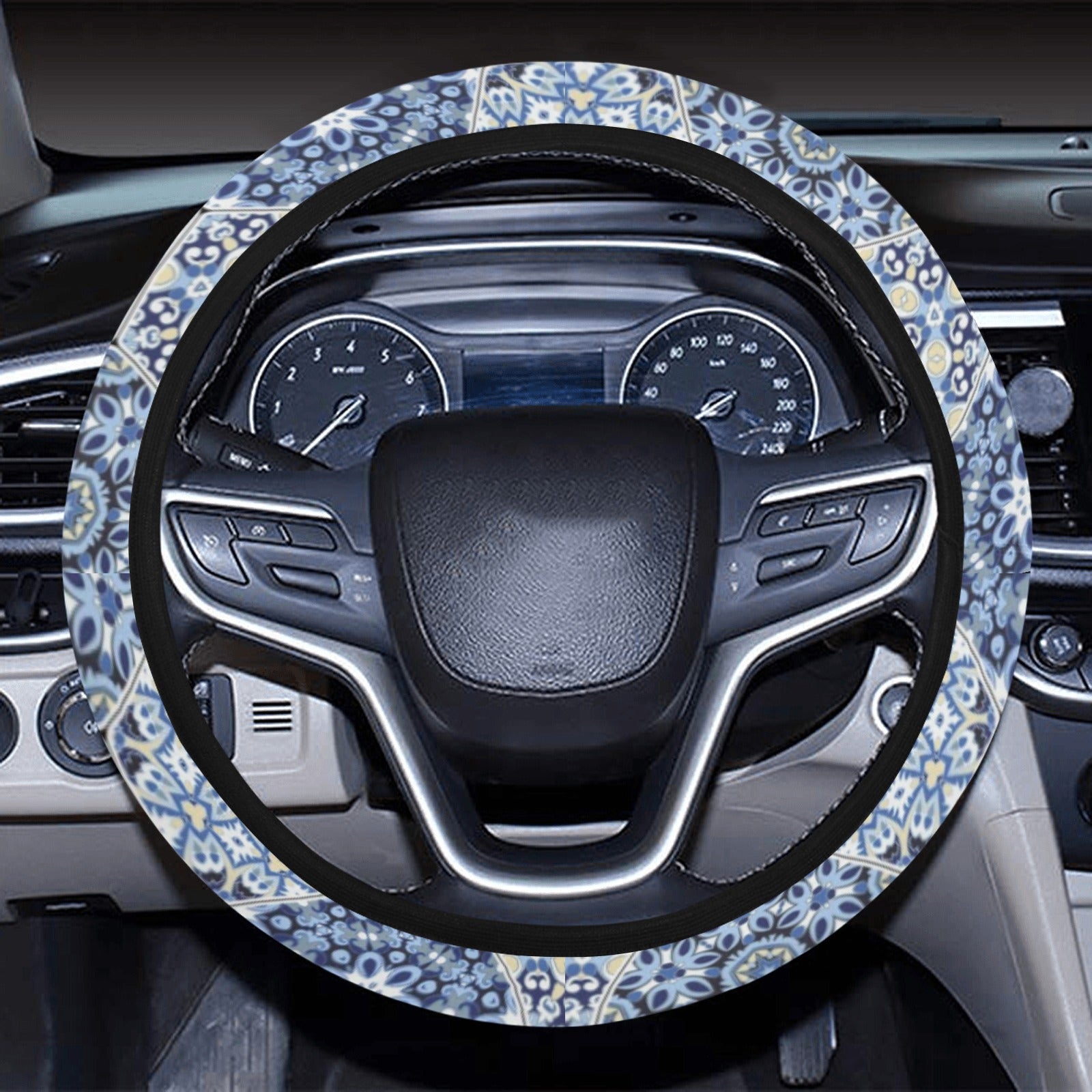 Blue Mandalas Honeycomb Steering Wheel Cover