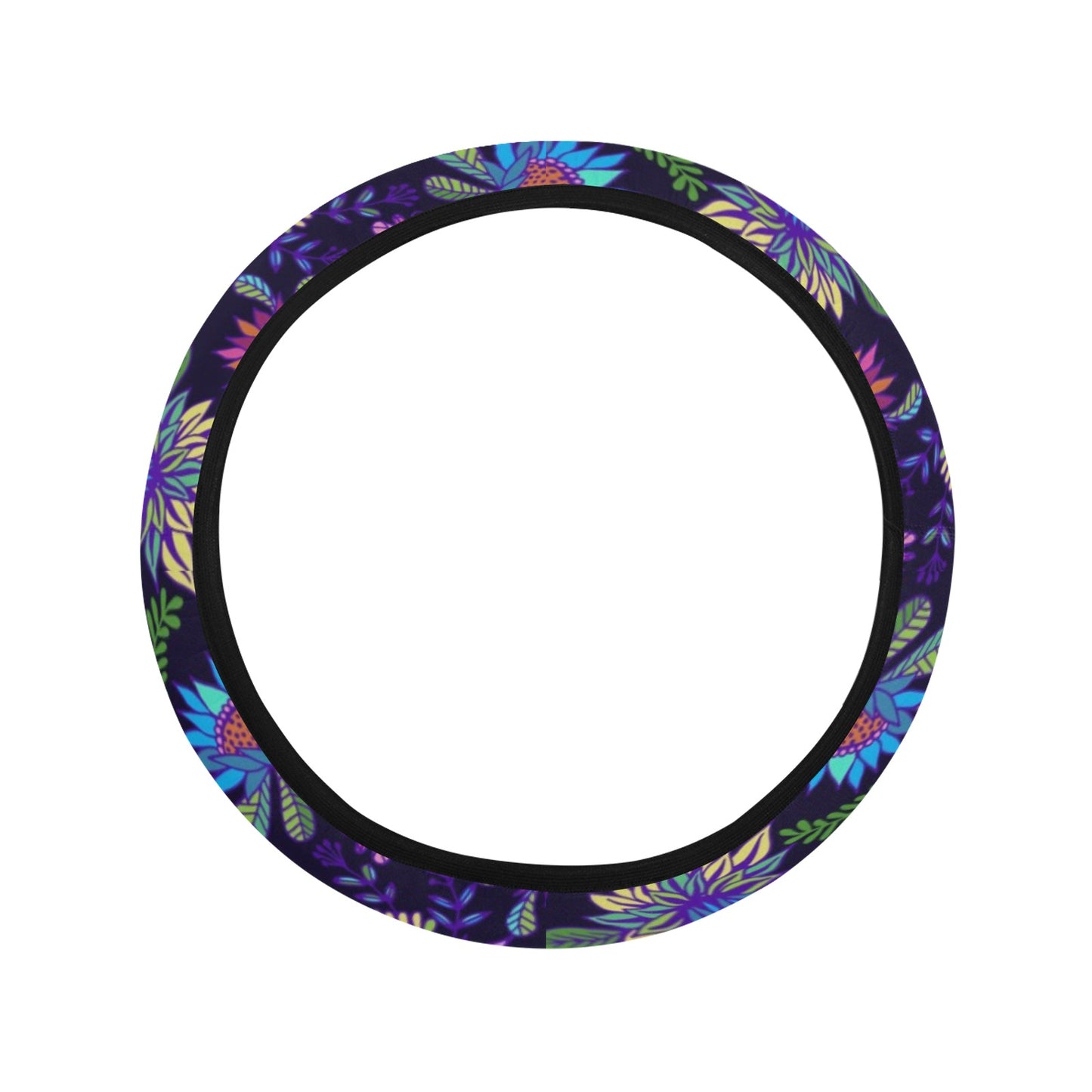 Purple Flowers Steering Wheel Cover