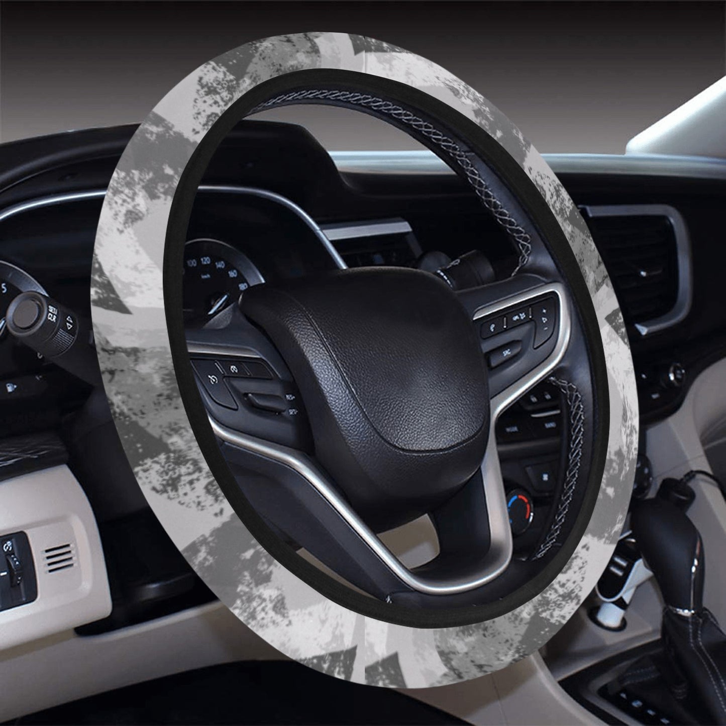 Grey Abstract Triangles Steering Wheel Cover