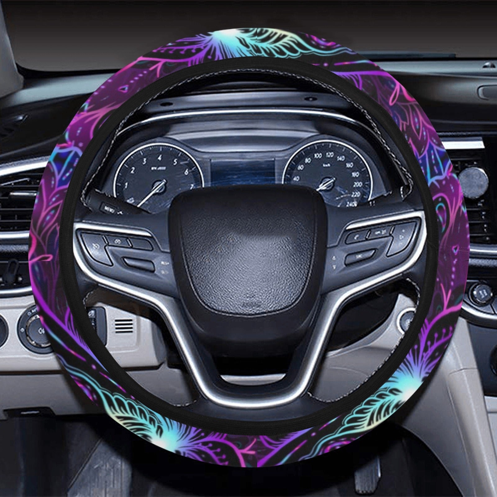Blue Pink Lotus Steering Wheel Cover