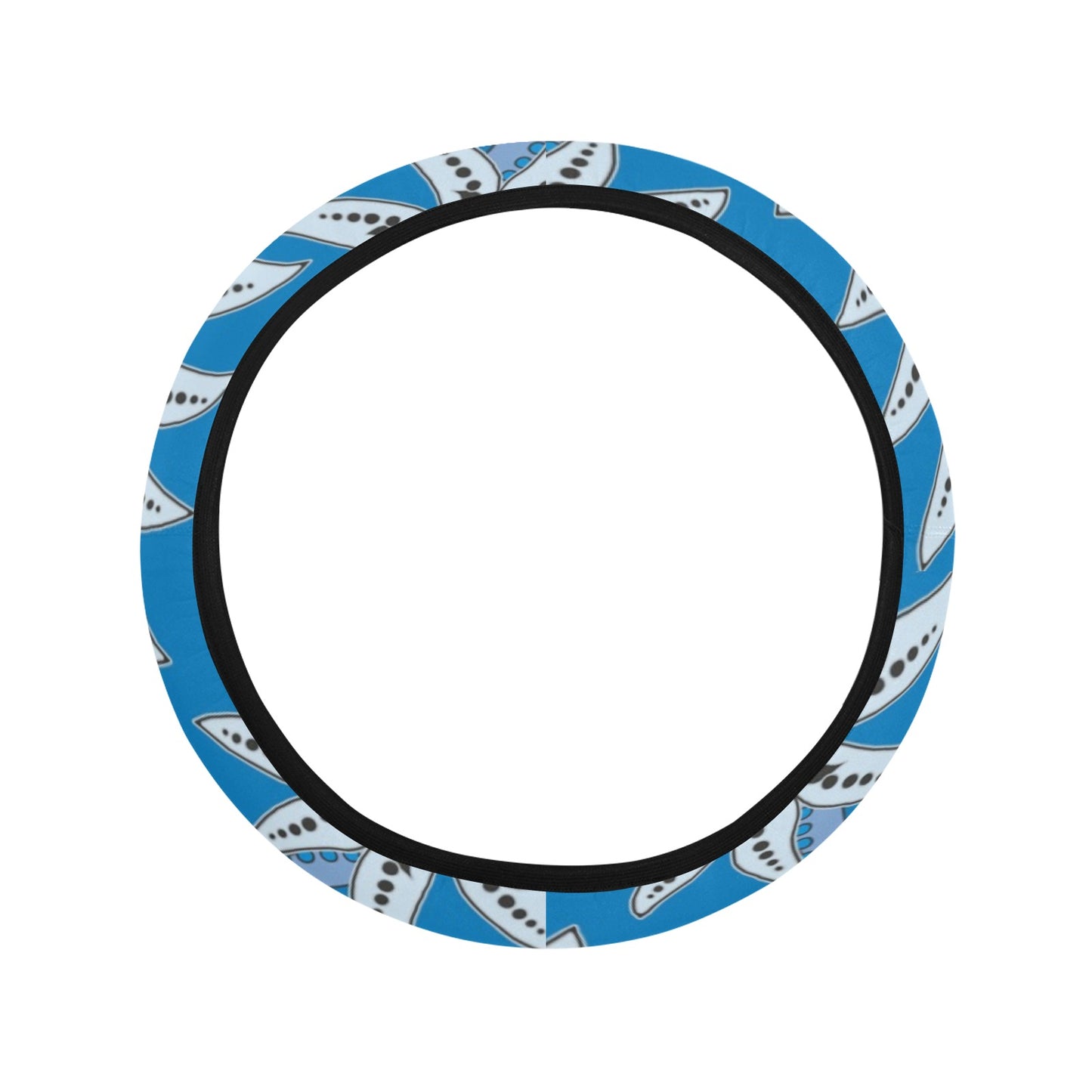 Blue Floral Decor Steering Wheel Cover
