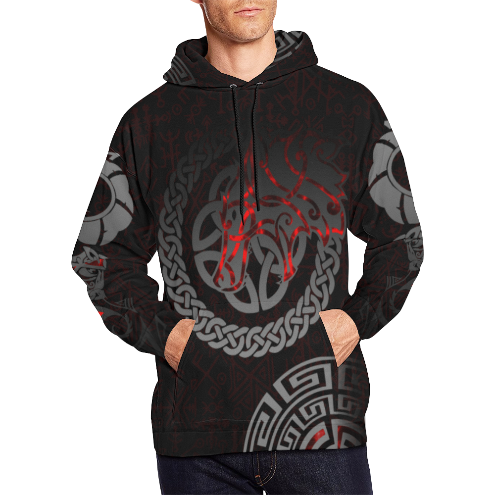 Red Tribal Black Hoodie