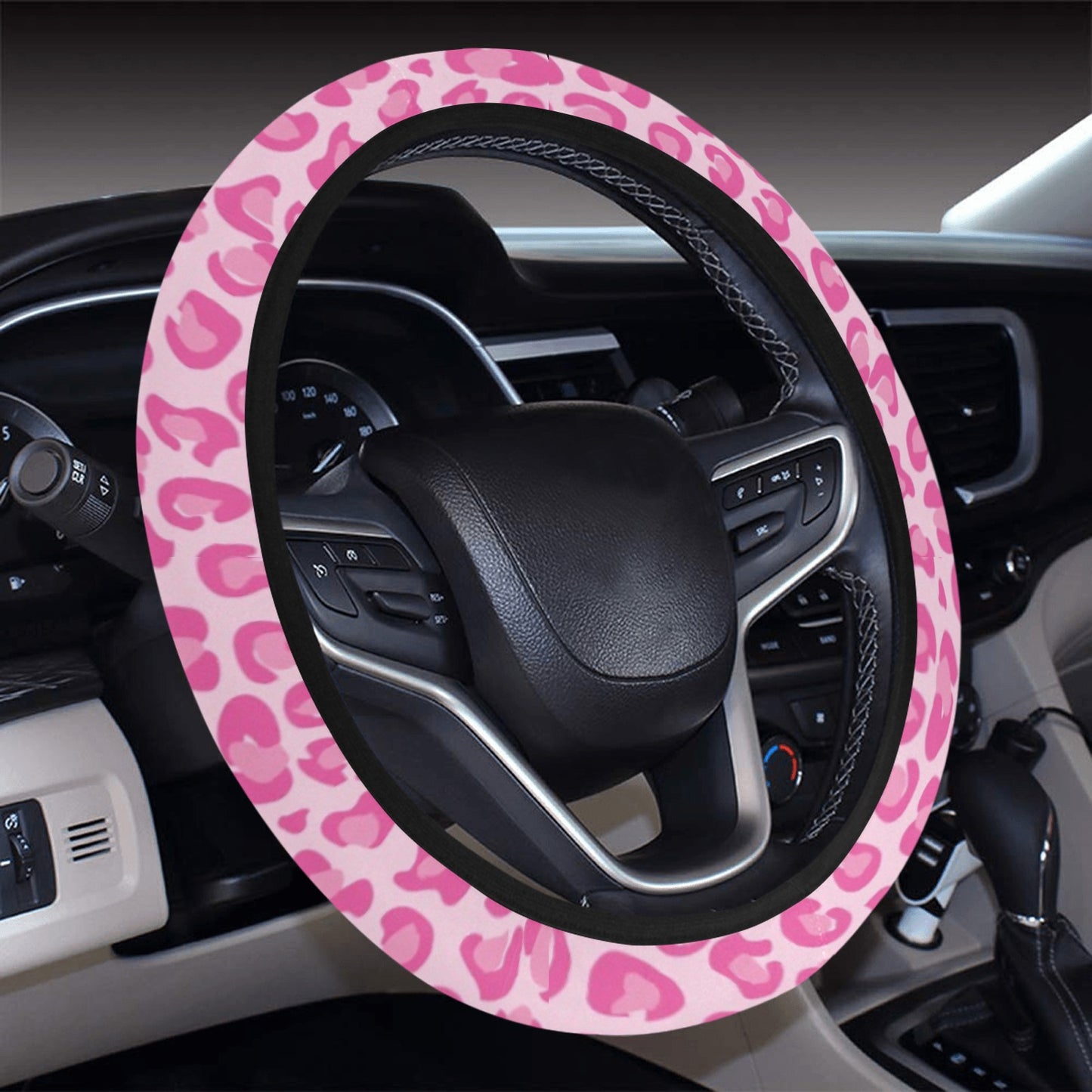 Pink Leopard Print Steering Wheel Cover