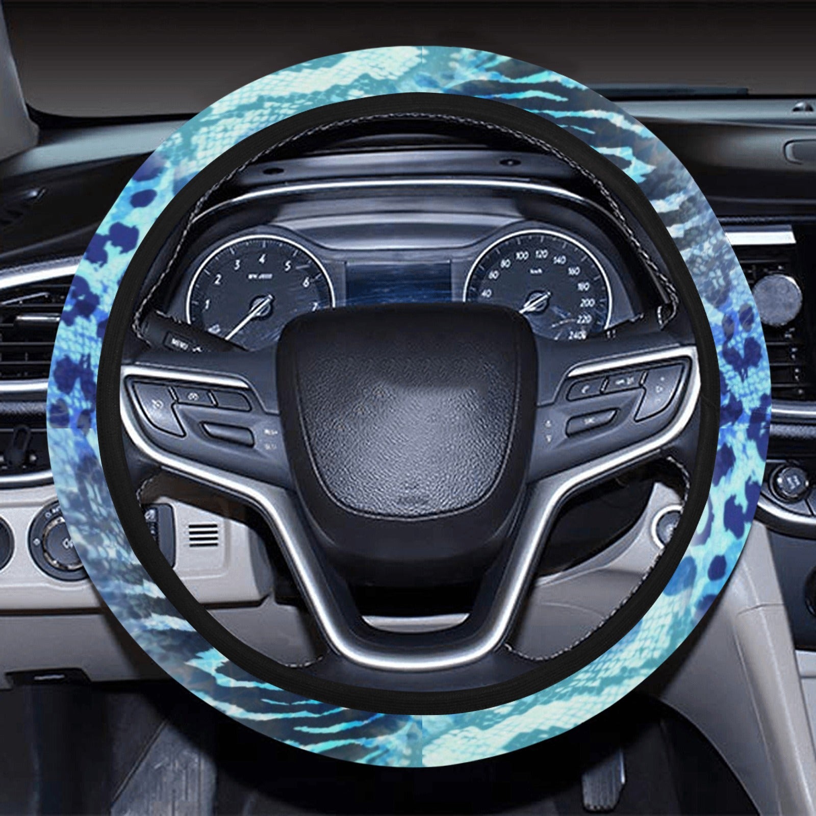 Blue Animal Print Steering Wheel Cover