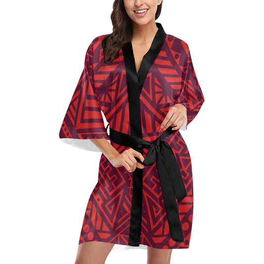Red Tribal Polynesian Kimono Robe