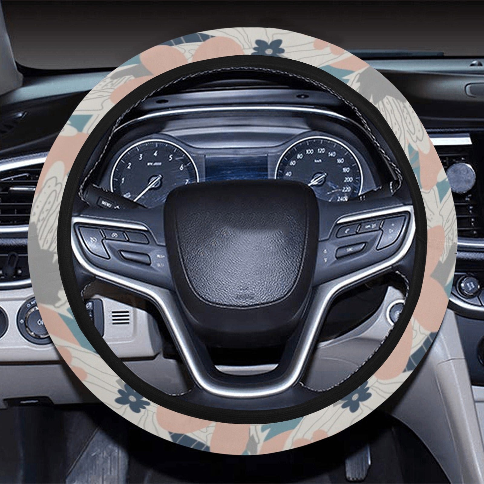 Abstract Flowers Steering Wheel Cover