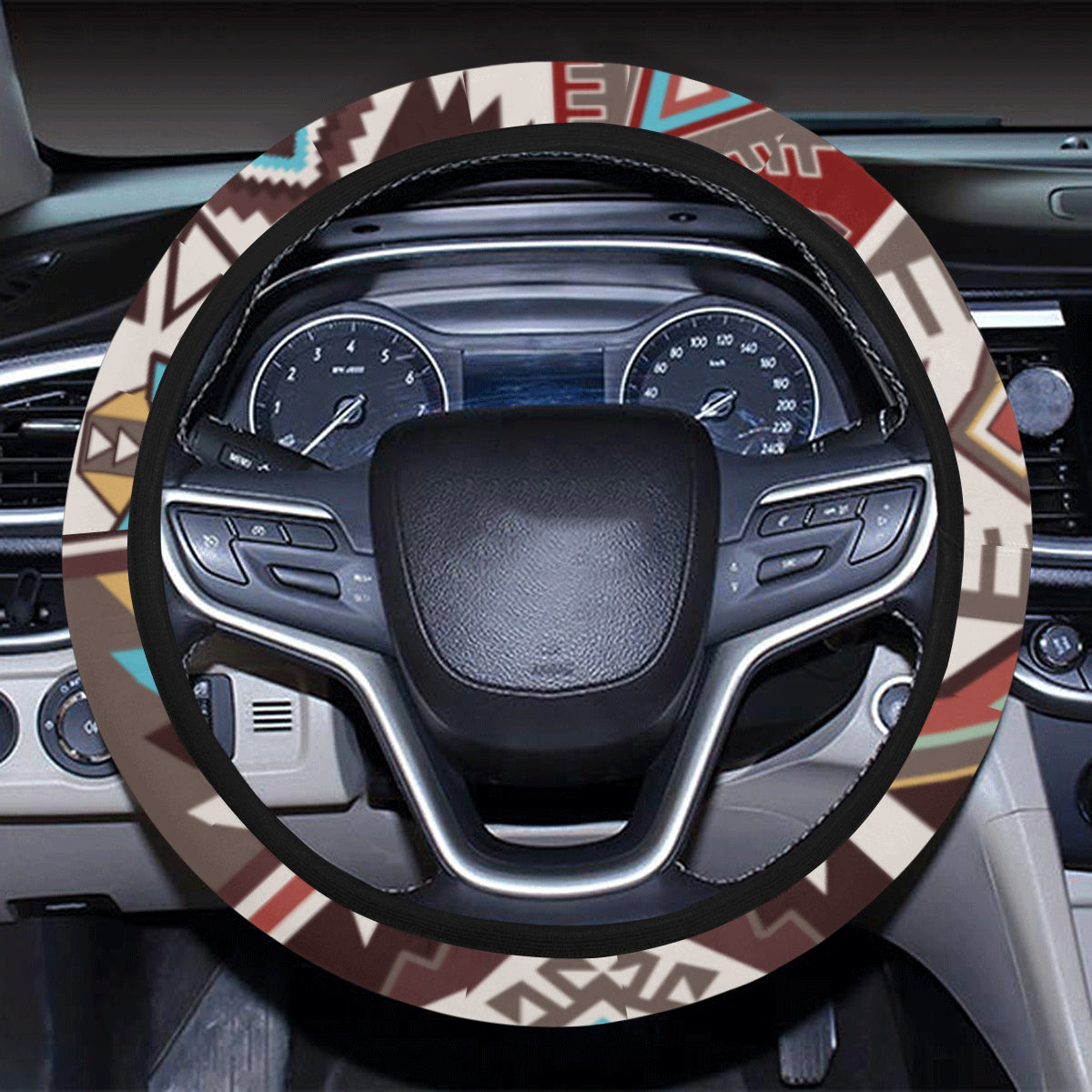Brown Boho Chic Bohemian Aztec Steering Wheel Cover