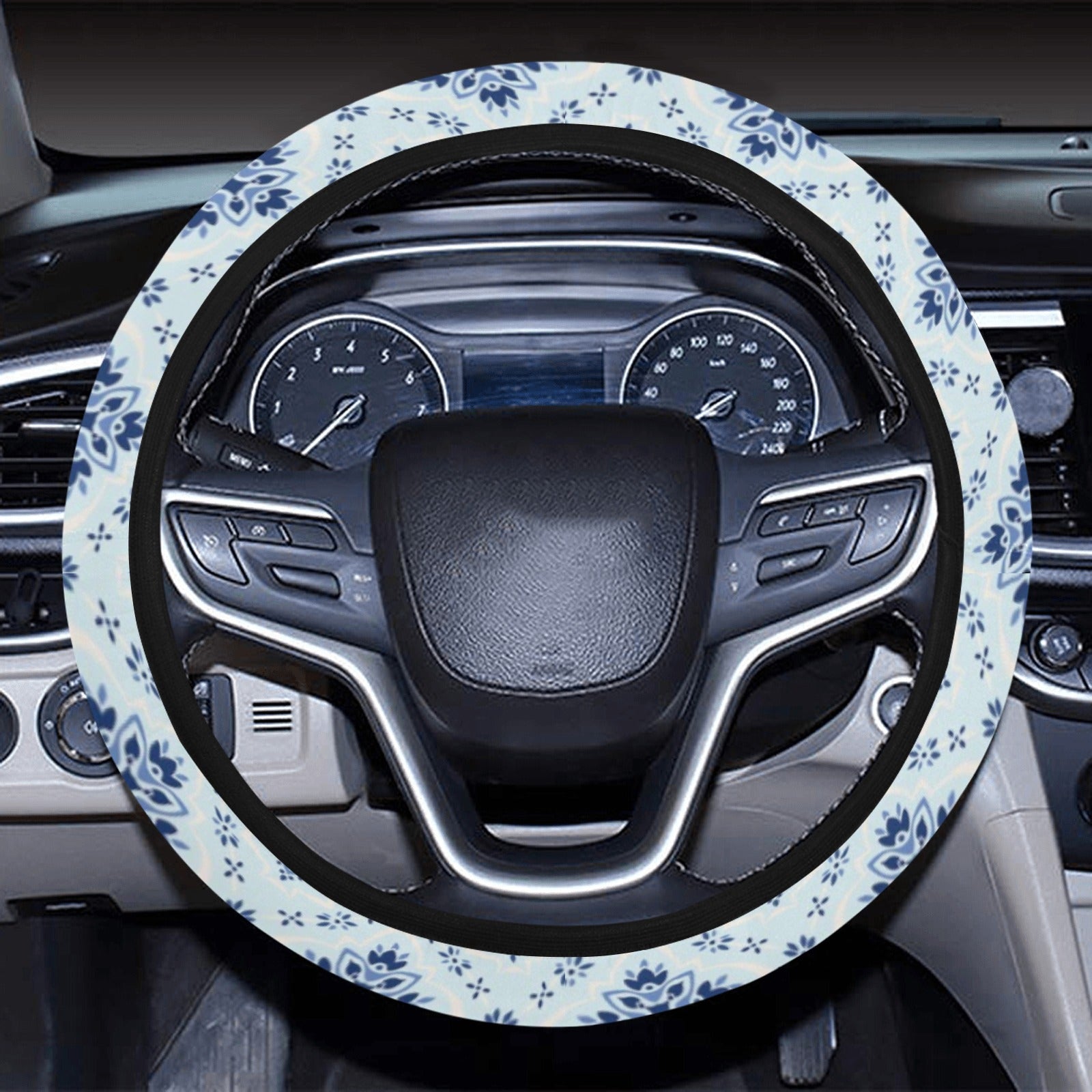 Blue Wallpaper Print Steering Wheel Cover