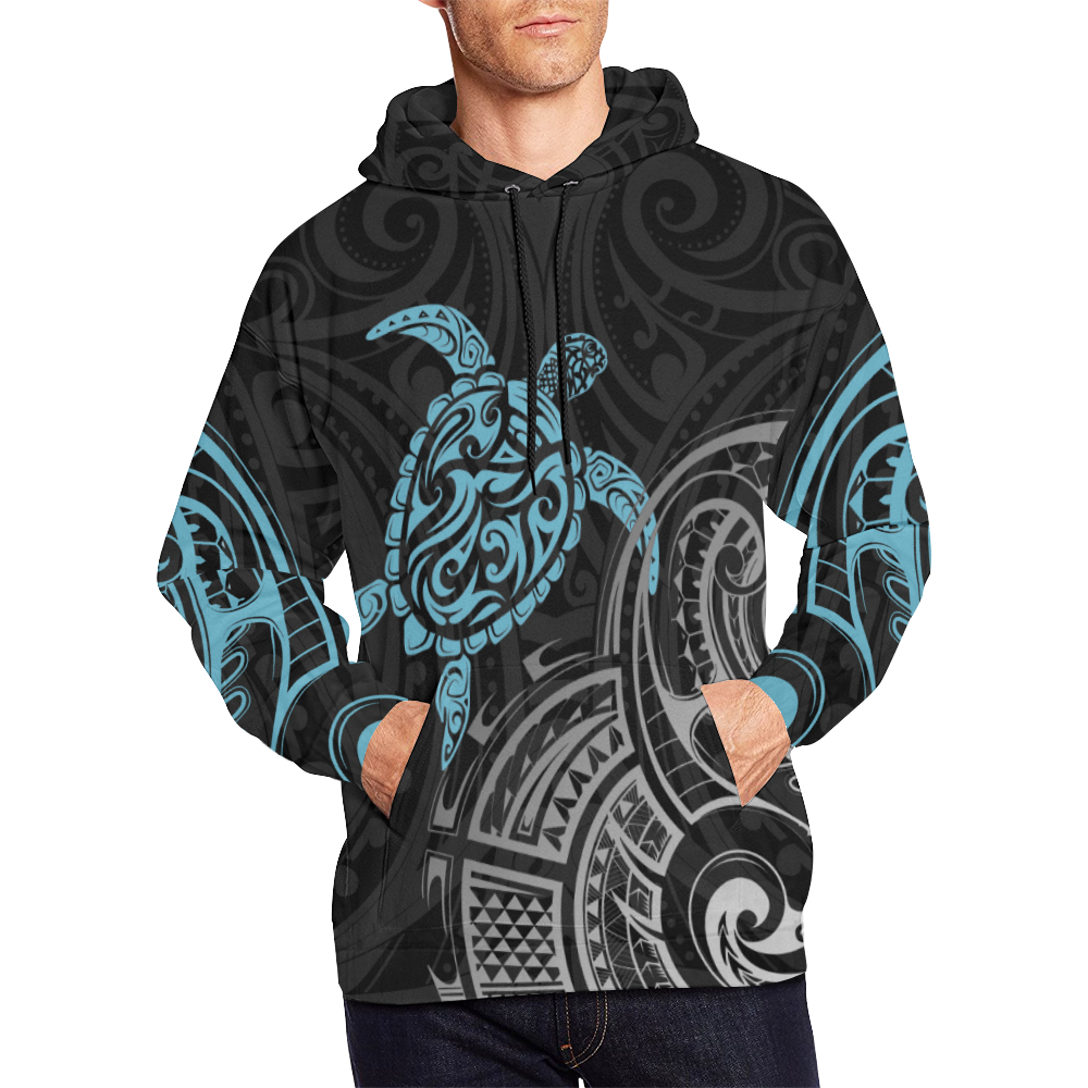 Blue Turtle Maori Tribal Polynesian Hoodie