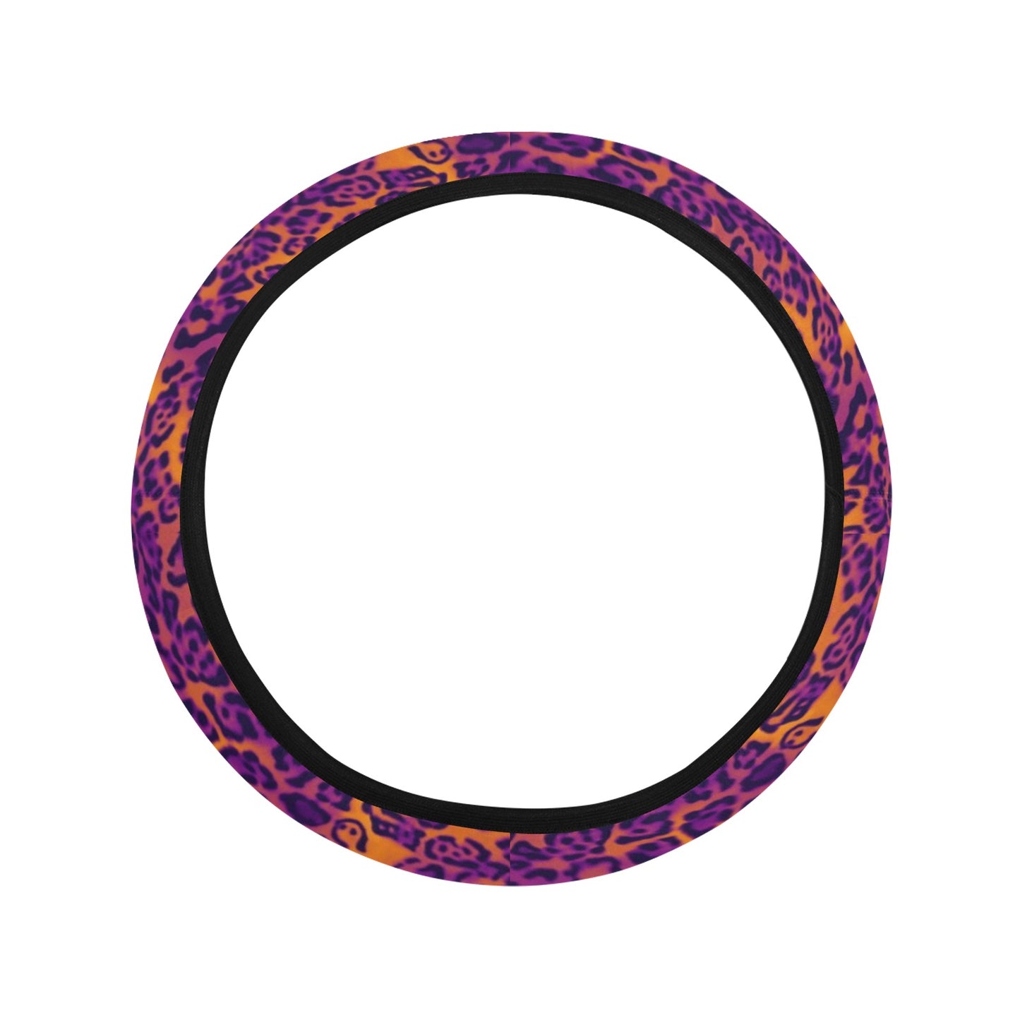 Purple Orange Leopard Print Steering Wheel Cover