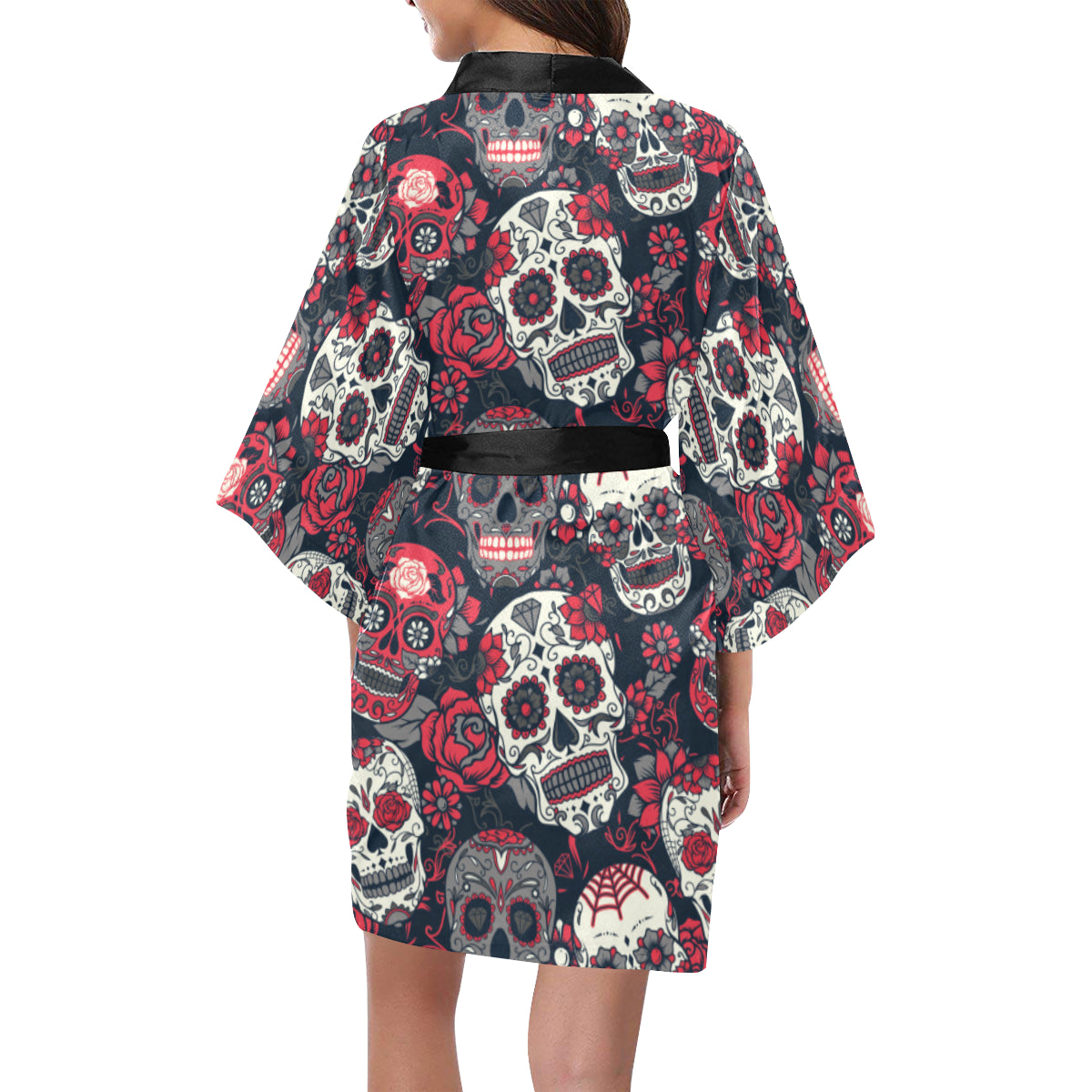 Sugar Skulls & Roses Kimono Robe